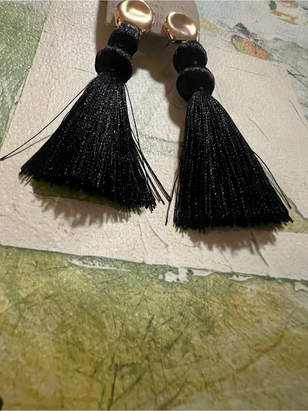Anthropologie Tassel Drop Earrings - NWT - Black